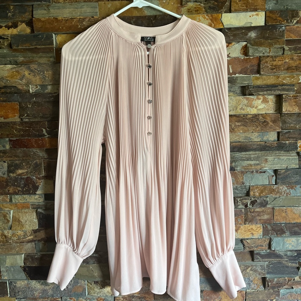 Star by JulienMcDonald Pleated Vintage Taupe Blouse size M-L
